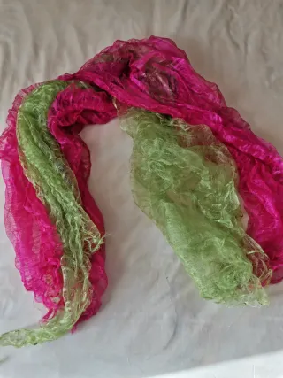 Pashminas combinadas verde y rosa fucsia