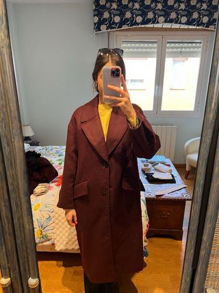 Abrigo largo Oversize burdeos talla XS