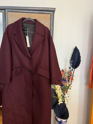 Abrigo largo Oversize burdeos talla XS