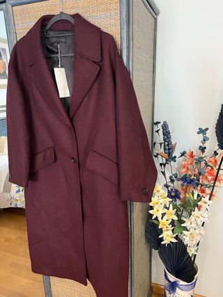 Abrigo largo Oversize burdeos talla XS