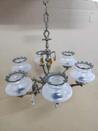 Lámpara de metal y cristal 5+3 luces