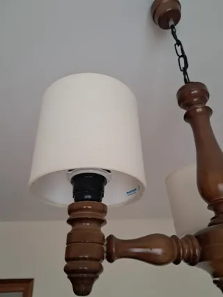 Lámpara de techo madera y tela