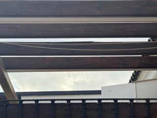 Toldo plano rayas verde y blanco corredero