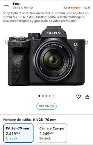 Sony Alpha 7 IV Cámara Mirrorless Full-Frame