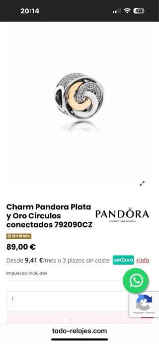 Pandora 792090CZ Charm Oro y Plata