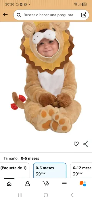 Disfraz León Bebé 0-6 Meses