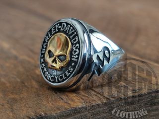 Anello Harley Davidson skull gold