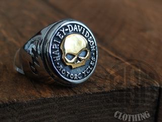 Anello Harley Davidson skull gold