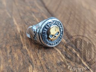 Anello Harley Davidson skull gold