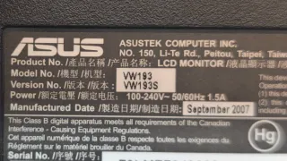 Pantalla ASUS VW193S para PC