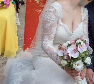 Vestido Novia White One T44 Encaje Manga Larga