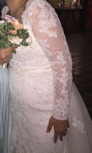 Vestido Novia White One T44 Encaje Manga Larga