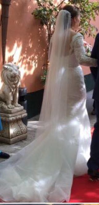 Vestido Novia White One T44 Encaje Manga Larga