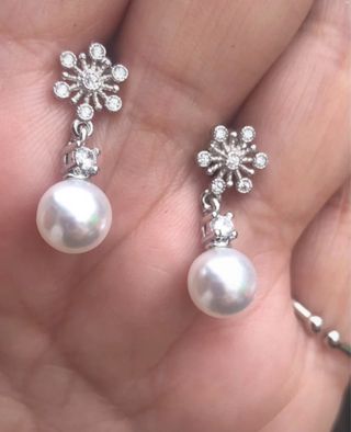 Pendientes de perlas plateado