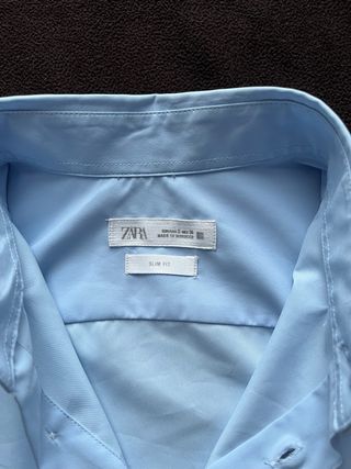 Camisa Zara Slim Fit Azul Claro
