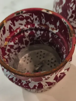 Antica caffettiera smaltata francese