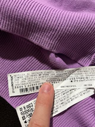 Jersey Zara lila cuello pico fino elegante vintage