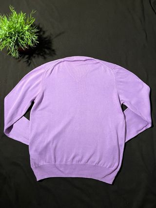 Jersey Zara lila cuello pico fino elegante vintage