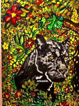 Quadro Donna Pantera floreale arredo per la casa