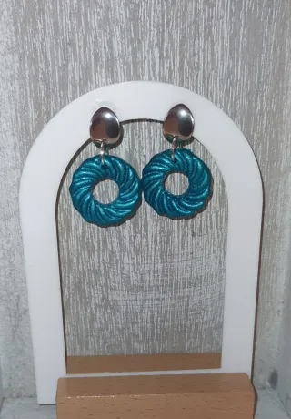 Pendientes Aro Teal y Plata