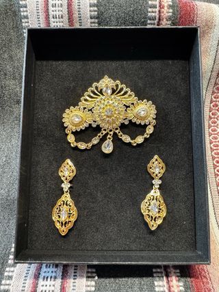 Aderezo fallera/huertana dorado con pendientes