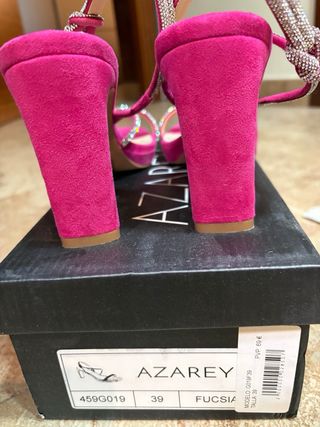 Sandalias AZAREY tacón rosa y plata