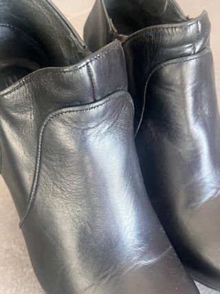 Botines de hebilla, negros de tacón con cremallera