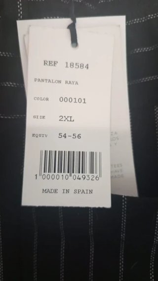 Pantalón Raya Diplomática Talla 54-56 7XL-8XL
