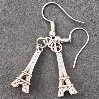 PENDIENTES COLGANTE Y CADENA PLATEADO TORRE EIFFEL