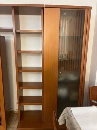 Mueble salón giratorio madera y cristal