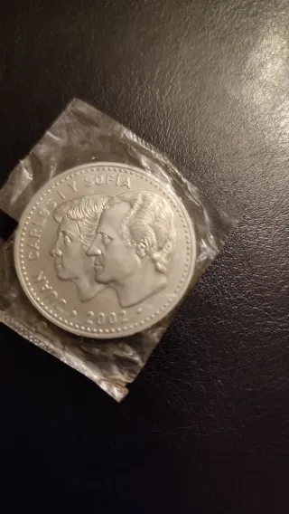 Moneda Plata Juan Carlos y Sofía 2002 UE