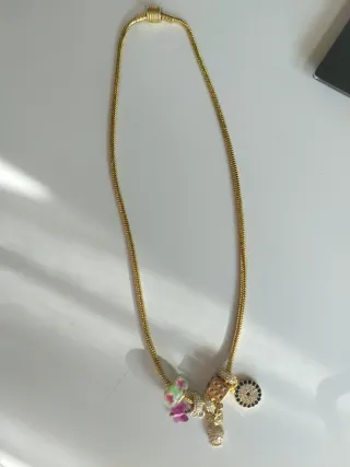 Conjunto collar y pulsera oro y rosa