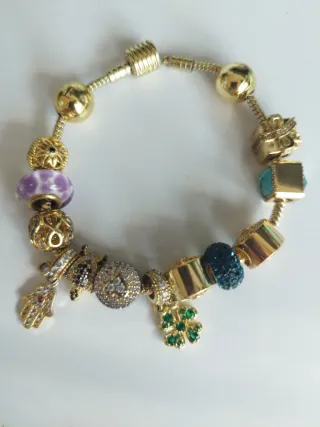 Conjunto collar y pulsera oro y rosa