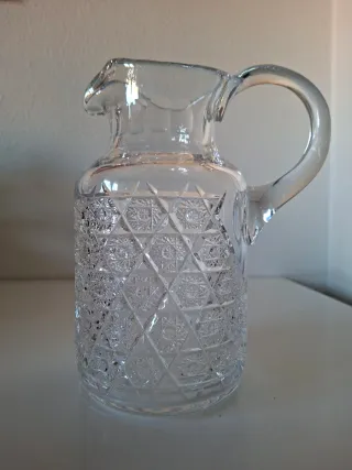 ANTIGUA JARRA CRISTAL TALLADO EMPLOMADO