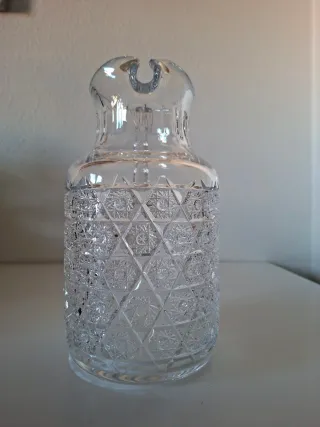 ANTIGUA JARRA CRISTAL TALLADO EMPLOMADO