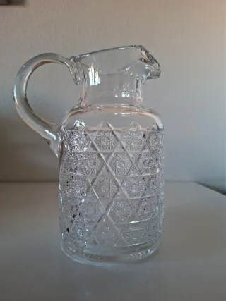 ANTIGUA JARRA CRISTAL TALLADO EMPLOMADO