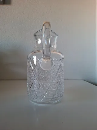 ANTIGUA JARRA CRISTAL TALLADO EMPLOMADO