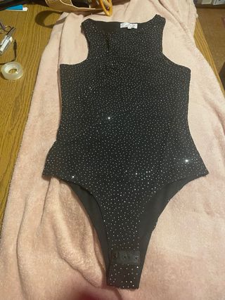 Body nero LISSIMO tg Unica con strass