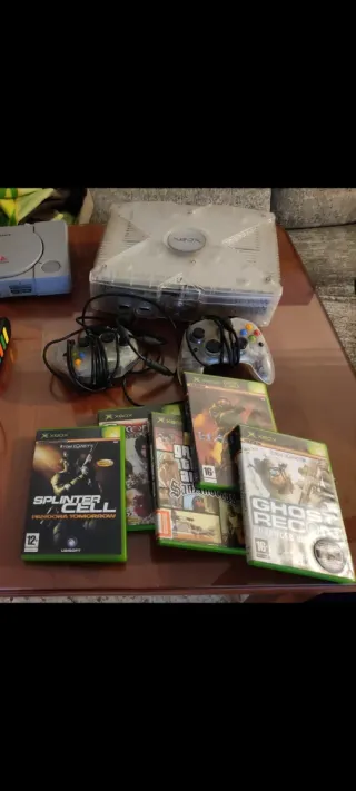 Xbox clasica Cristal Transparente + 8 Juegos