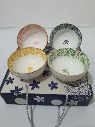 Set 4 Tazones Cerámica Florales