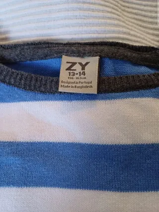 Camisola às riscas rapaz 13 anos