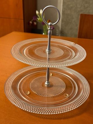 Alzata 2 piani vetro e metallo