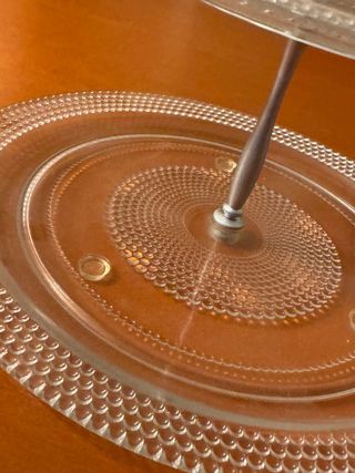 Alzata 2 piani vetro e metallo