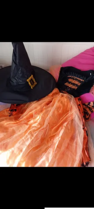 Disfraz de bruja naranja y negro 8/10 años