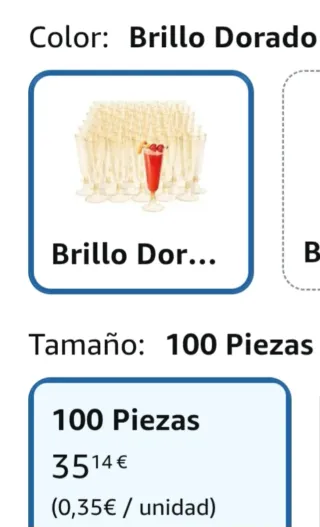 Lote 200 copas doradas Matana 150 ml