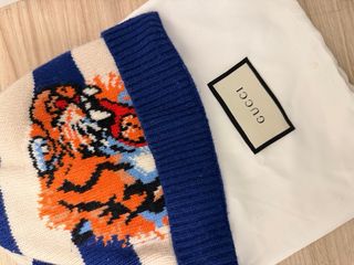 Gorro lana Gucci azul tigre
