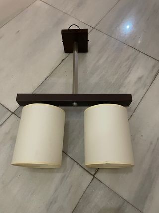 Lámpara de techo madera y tela