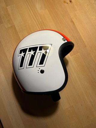 Casco Moto_Talla M_Marca Bandit Blanco y Rojo