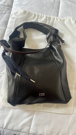 Bolso De Piel Bimba y Lola Negro Grande