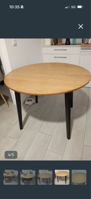 Comedor redondo madera y sillas